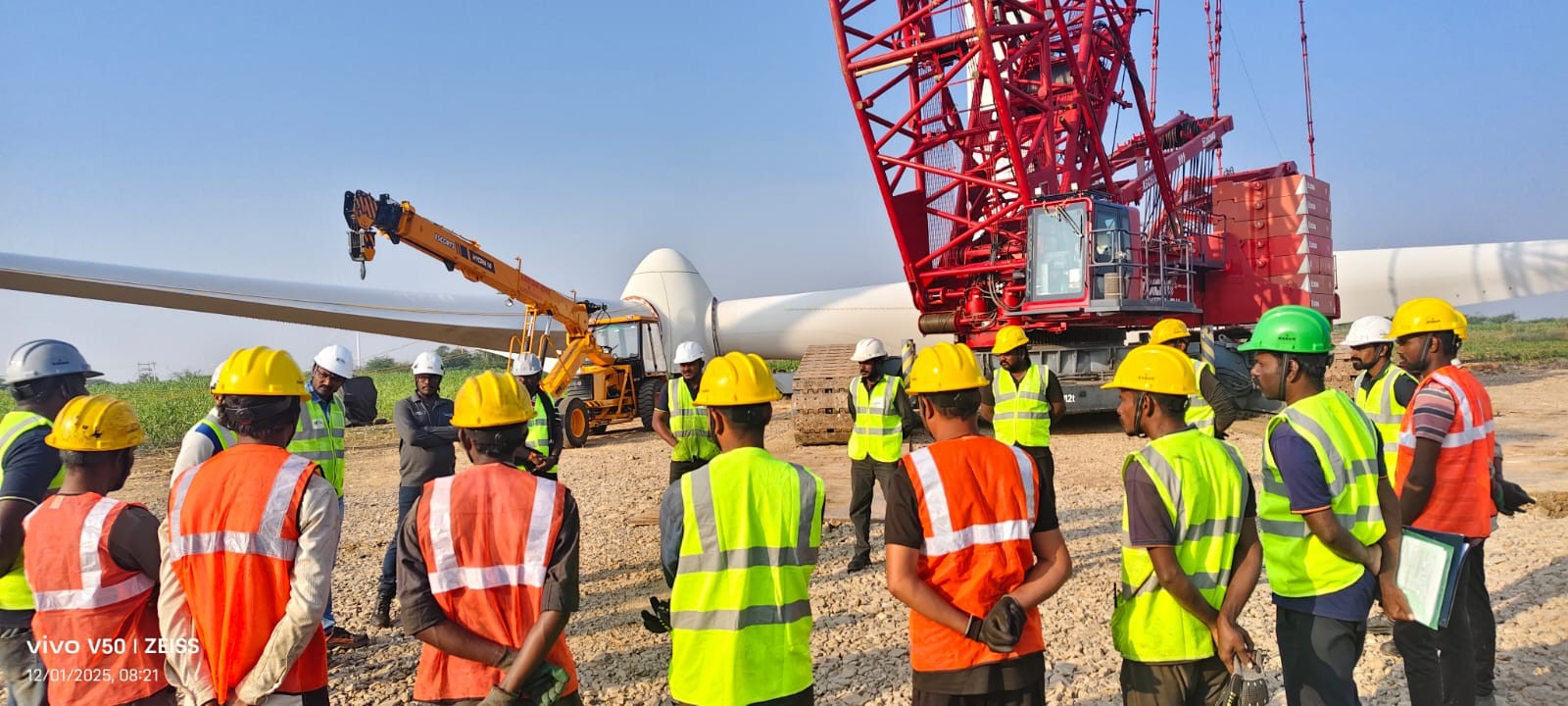 Wind energy engineers on site