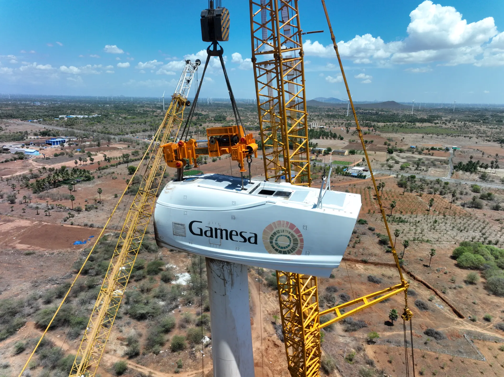 Offshore wind farm at golden sunset