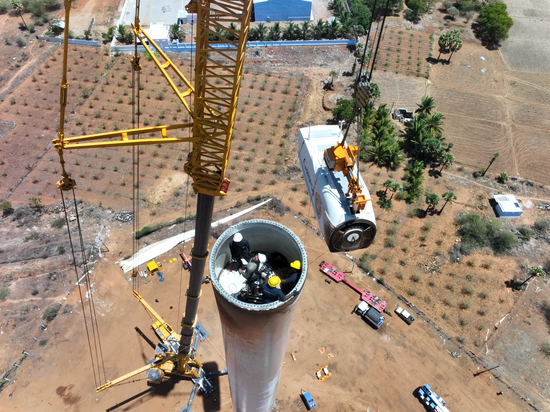 Wind turbines in rural setting